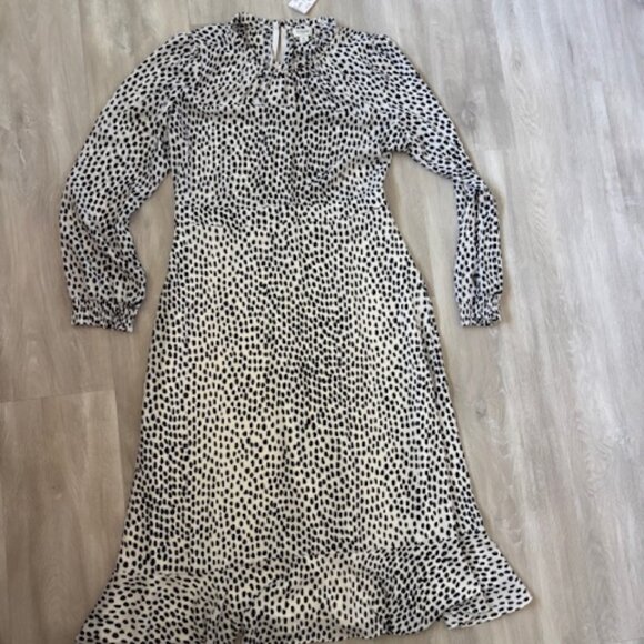 J Crew Ruffle Neck Leopard Peasant Dress NWT size 6 - Picture 3 of 6